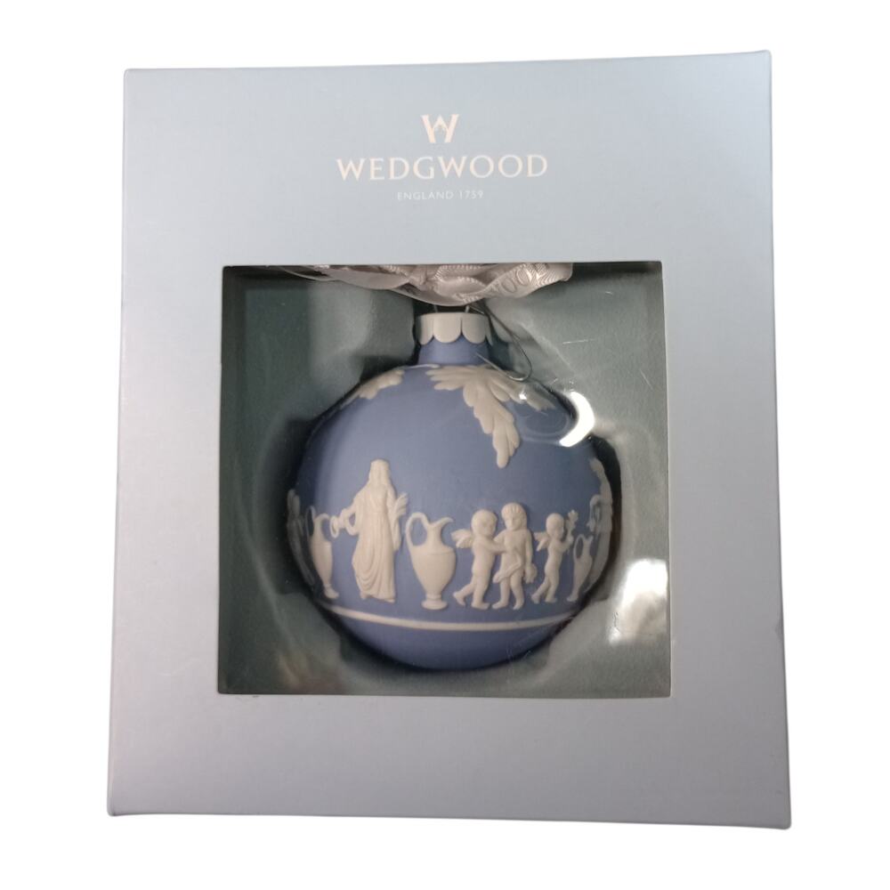 WEDGWOOD Icon Ornament Blue And White Jasperware 3" Women And Children Cherubs